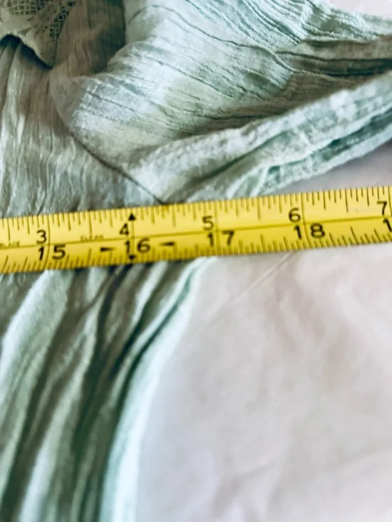 mine Long Sleeve Blouse Women’s size Medium Mint Green Lace-Trim - Picture 10 of 14